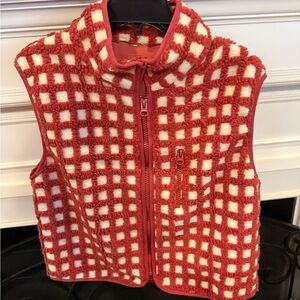 Red and White Checkered Fleece Vest